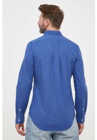 Polo Ralph Lauren koszula bawełniana męska kolor niebieski slim z kołnierzykiem button-down. Okazja: na co dzień. Typ kołnierza: button down, polo. Kolor: niebieski. Materiał: bawełna. Wzór: aplikacja. Styl: casual #2