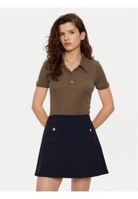 TOMMY HILFIGER - Tommy Hilfiger Polo WW0WW44446 Brązowy Slim Fit. Typ kołnierza: polo. Kolor: brązowy. Materiał: lyocell #1