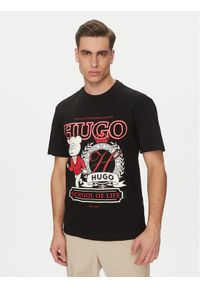 Hugo - HUGO T-Shirt Daporoni 50538254 Czarny Relaxed Fit. Kolor: czarny. Materiał: bawełna