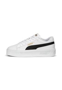 Buty do chodzenia damskie Puma SMASH PLATFORM V3. Zapięcie: sznurówki. Kolor: czarny, biały, wielokolorowy. Materiał: skóra, materiał. Szerokość cholewki: normalna. Obcas: na platformie. Sport: turystyka piesza