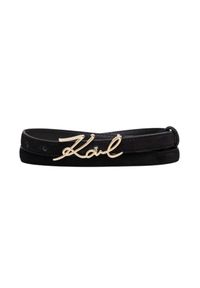 Karl Lagerfeld - KARL LAGERFELD Czarny pasek skórzany K/signature. Kolor: czarny. Materiał: skóra