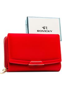 ROVICKY - Czerwony, średni portfel damski ze skóry ekologicznej zamykany na zatrzask - Rovicky. Kolor: czerwony. Materiał: skóra ekologiczna #1