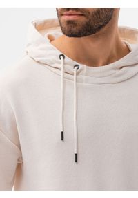 Ombre Clothing - Bluza męska hoodie z przeszyciami - kremowa V1 B1187 - XXL. Kolor: biały. Materiał: bawełna, dzianina, poliester #8