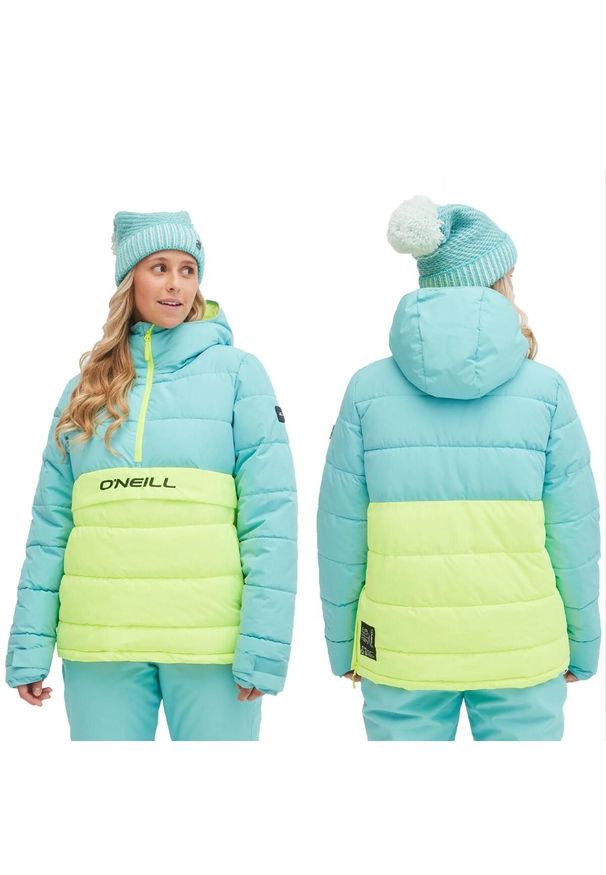 O'Neill - Kurtka kangurka zimowa na narty i snowboard damska. Kolor: zielony, czarny, wielokolorowy. Sezon: zima. Sport: snowboard, narciarstwo