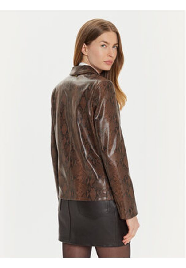 TwinSet - TWINSET Kurtka z imitacji skóry 242TT2233 Brązowy Regular Fit. Kolor: brązowy. Materiał: skóra