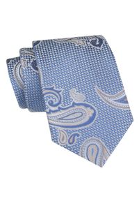 Alties - Klasyczny Krawat Męski - ALTIES - Niebieski, Duże Paisley. Kolor: niebieski. Materiał: tkanina. Wzór: paisley. Styl: klasyczny