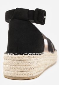 Renee - Czarne Sandały VICES na Koturnie z Plecionką i Wycięciami przy Cholewce Celanele. Okazja: na co dzień. Zapięcie: sprzączka. Kolor: czarny. Wzór: ażurowy. Sezon: lato. Obcas: na koturnie. Styl: wakacyjny, casual, elegancki #3
