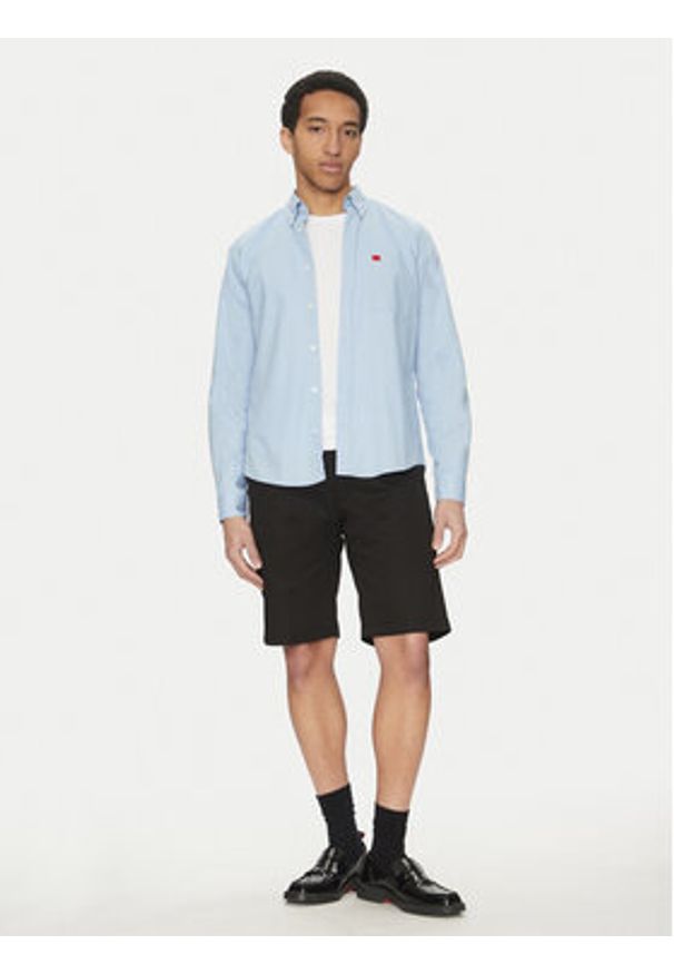 Hugo - HUGO Koszula Evito 50479302 Błękitny Slim Fit. Kolor: niebieski. Materiał: bawełna