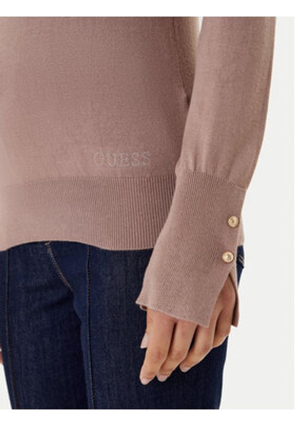 Guess Sweter W2YR30 Z2V62 Brązowy Regular Fit. Kolor: brązowy. Materiał: wiskoza