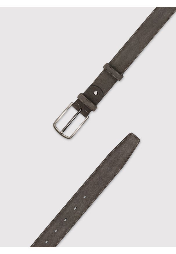 Pako Lorente - PAKO LORENTE - Zamszowy pasek męski w kolorze brązowym. Kolor: niebieski, brązowy. Materiał: zamsz