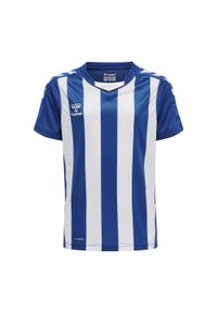 Koszulka dziecięca Hummel Striped. Kolor: niebieski, wielokolorowy, biały. Materiał: tkanina. Wzór: paski #1