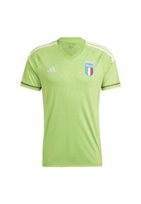 Adidas - Italy 23 Goalkeeper Jersey. Kolor: zielony. Materiał: jersey. Długość rękawa: krótki rękaw. Długość: krótkie