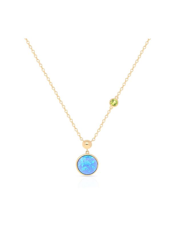 W.KRUK Wyjątkowy Naszyjnik - złoto 375, Spinel syntetyczny,opal syntetyczny - ZDL/NW19. Materiał: złote. Kolor: złoty. Wzór: geometria, aplikacja. Kamień szlachetny: spinel, opal