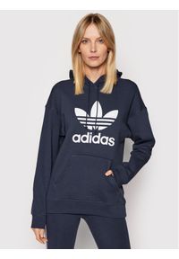 Adidas - adidas Bluza adicolor Trefoil HE6951 Granatowy Regular Fit. Kolor: niebieski. Materiał: bawełna