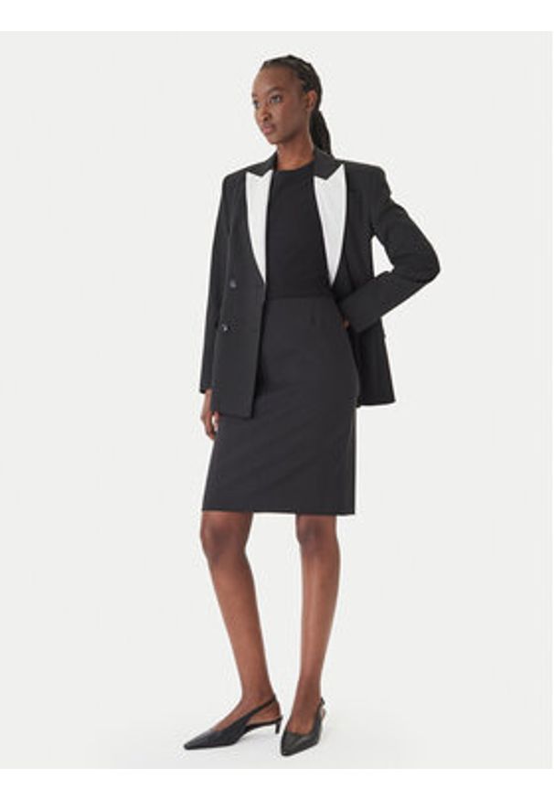 BOSS - Boss Spódnica ołówkowa Vileah 50490036 Czarny Slim Fit. Kolor: czarny. Materiał: wełna