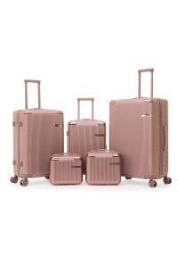 Betlewski - Duży zestaw walizek i kuferków BETLEWSKI ZEST BWA-029 5 R.ZL różowe złoto. Kolor: różowy. Materiał: materiał