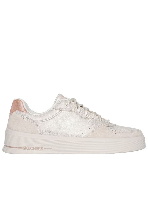 skechers - Buty damskie Skechers Hiland Shimmering Splendid 185171NAT - beżowe. Zapięcie: sznurówki. Kolor: beżowy. Materiał: syntetyk, guma, skóra. Szerokość cholewki: normalna. Wzór: gładki. Model: Skechers Sport