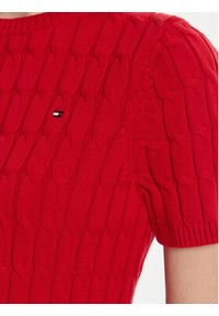 TOMMY HILFIGER - Tommy Hilfiger Sweter WW0WW45656 Czerwony Regular Fit. Kolor: czerwony. Materiał: bawełna #4