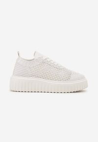 Renee - Białe Sneakersy Vices na Platformie z Ażurową Cholewką Lumerise. Okazja: na co dzień. Kolor: biały. Szerokość cholewki: normalna. Wzór: ażurowy. Obcas: na platformie #3