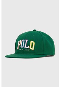Polo Ralph Lauren czapka z daszkiem kolor zielony z aplikacją. Kolor: zielony. Materiał: poliester. Wzór: aplikacja #1