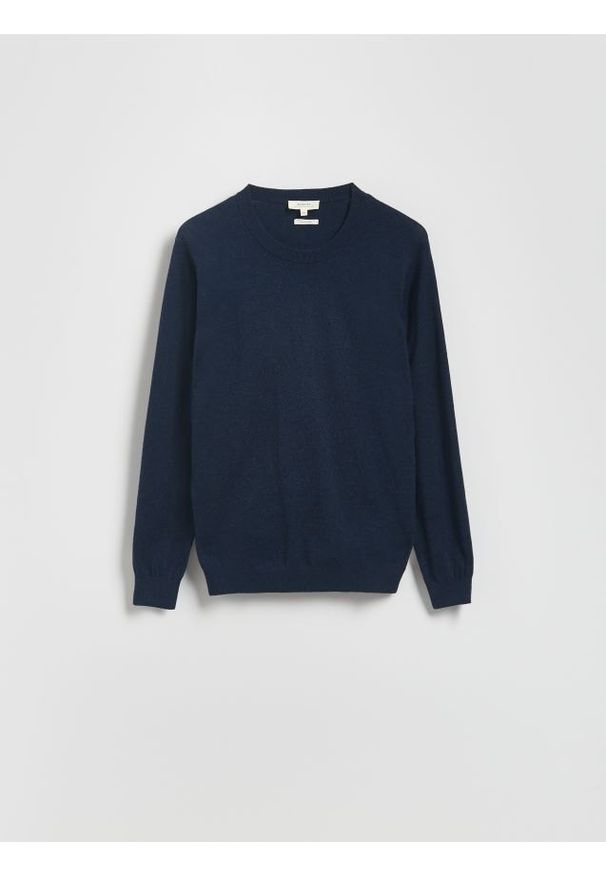 Reserved - Sweter z domieszką kaszmiru - granatowy. Kolor: niebieski. Materiał: kaszmir