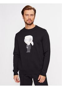 Karl Lagerfeld - KARL LAGERFELD Bluza Sweat Crewneck 705071 500951 Czarny Regular Fit. Typ kołnierza: dekolt w karo. Kolor: czarny. Materiał: bawełna