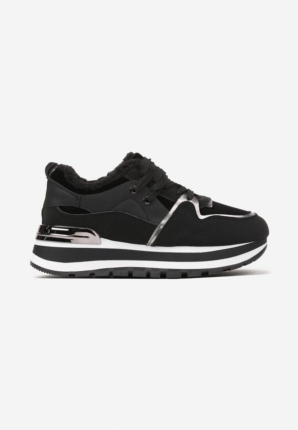 Born2be - Czarne Zimowe Sneakersy Ocieplone Futerkiem Vertirani. Kolor: czarny. Materiał: futro. Sezon: zima