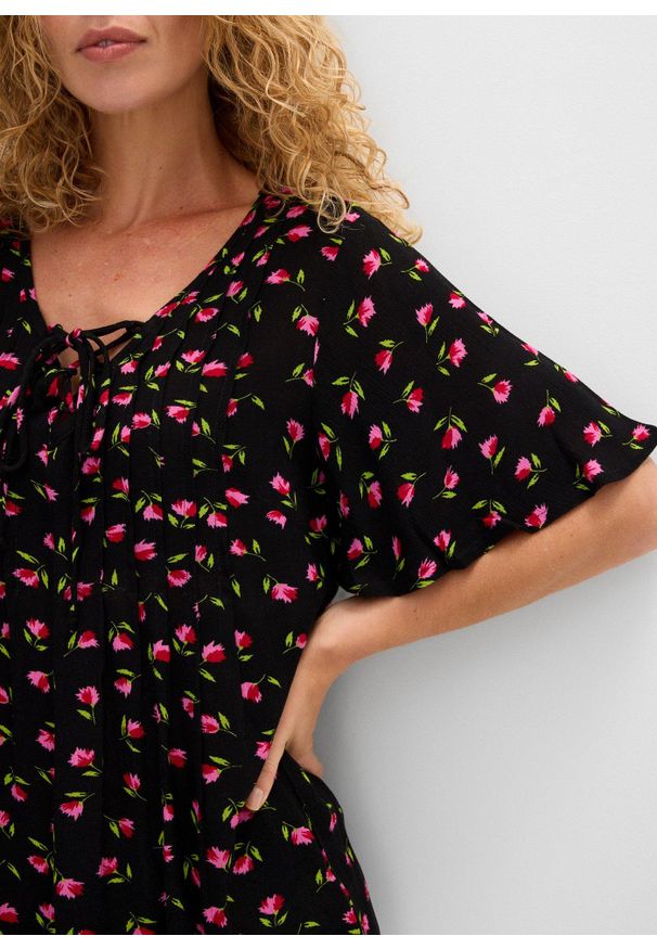 bonprix - Tunika z czystej wiskozy. Kolor: czarny. Materiał: wiskoza