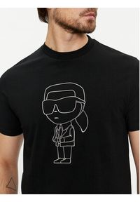 Karl Lagerfeld - KARL LAGERFELD T-Shirt 755054 542221 Czarny Regular Fit. Typ kołnierza: dekolt w karo. Kolor: czarny. Materiał: bawełna #4