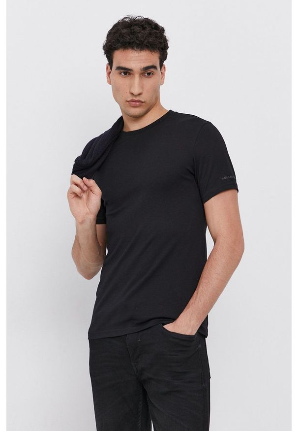 Karl Lagerfeld - T-shirt bawełniany (2-pack). Okazja: na co dzień. Kolor: czarny. Materiał: bawełna. Wzór: gładki. Styl: casual