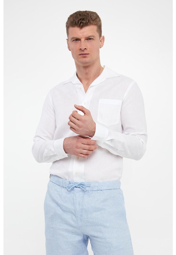 PAUL & SHARK - Koszula męska lniana PAUL&SHARK. Materiał: len