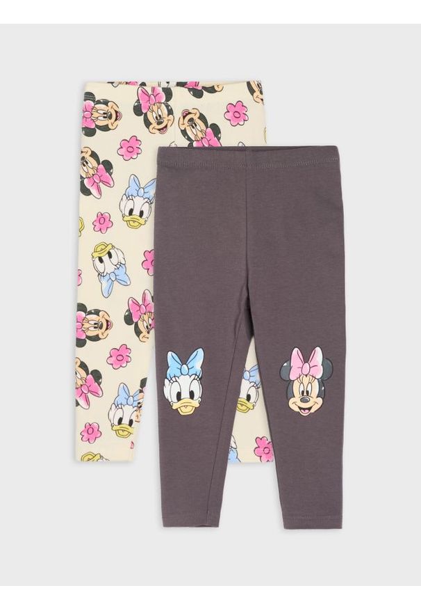 Sinsay - Bawełniane legginsy 2 pack Daisy and Minnie - szary. Kolor: szary. Materiał: bawełna