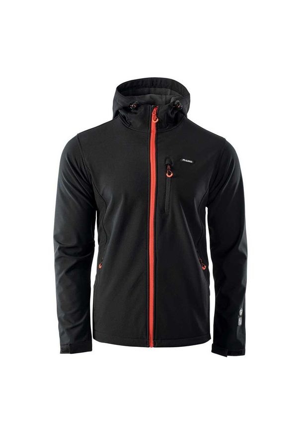 Elbrus - Męska Kurtka Soft Shell Iver. Kolor: czarny, pomarańczowy, wielokolorowy, szary. Materiał: softshell. Sport: turystyka piesza