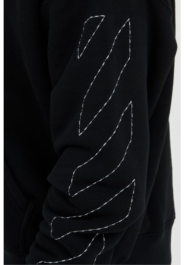 OFF-WHITE Czarna męska bluza haftowana Stitch Arr Skate Hoodie, Rozmiar S. Kolor: czarny. Wzór: haft