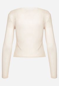 Born2be - Jasnobeżowa Bluzka Siateczkowa z Marszczeniem i Kwiatową Aplikacją Nelimor. Okazja: na co dzień. Kolor: beżowy. Materiał: jeans, bawełna. Wzór: aplikacja, kwiaty. Styl: elegancki, casual #4