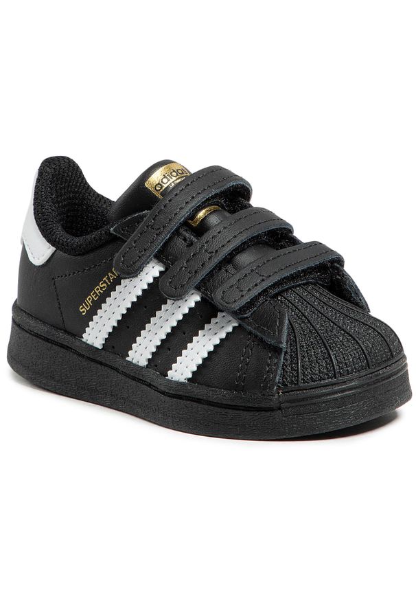 Adidas - Buty adidas - Superstar Cf I EF4843 Cblack/Ftwwht/Cblack. Zapięcie: rzepy. Kolor: czarny. Materiał: skóra. Szerokość cholewki: normalna. Wzór: paski. Sezon: lato. Styl: klasyczny, młodzieżowy