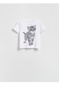 Reserved - T-shirt z nadrukiem - biały. Kolor: biały. Materiał: bawełna. Wzór: nadruk #1