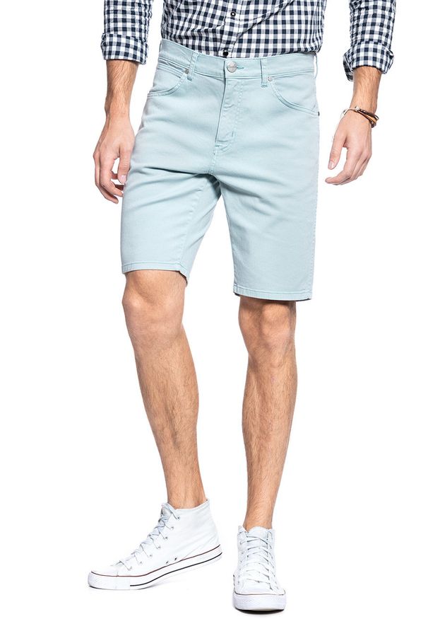 Wrangler - MĘSKIE SZORTY JEANSOWE WRANGLER 5 POCKET SHORT MIST BLUE W14CKD078. Materiał: jeans