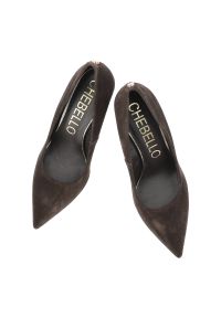 CheBello - Czółenka damskie Chebello eleganckie zamszowe na wysokiej szpilce brązowe 5021_-105-000-PSK-S423. Kolor: brązowy. Materiał: zamsz. Styl: elegancki #3