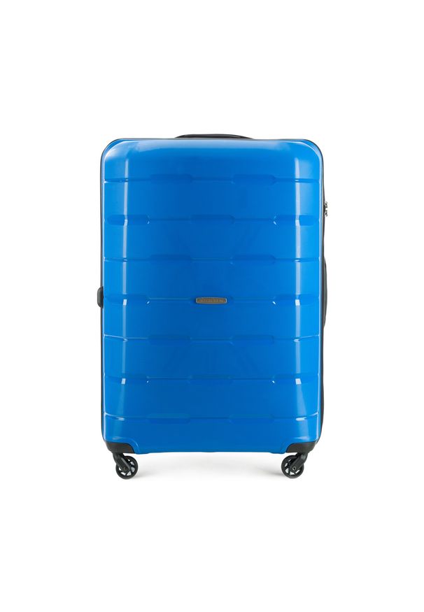 Wittchen - Duża walizka z polipropylenu żłobiona. Kolor: niebieski. Materiał: guma