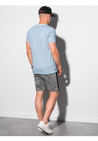 Ombre Clothing - T-shirt męski bawełniany - błękitny V4 S1385 - XXL. Kolor: niebieski. Materiał: bawełna. Styl: klasyczny #5