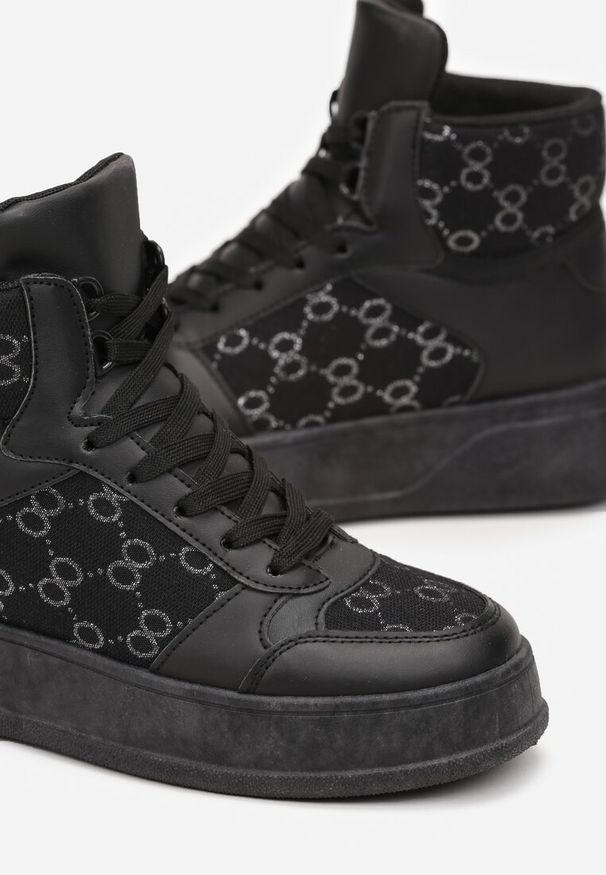 Renee - Czarne Sneakersy na Grubej Podeszwie za Kostkę Melainthe. Wysokość cholewki: za kostkę. Kolor: czarny
