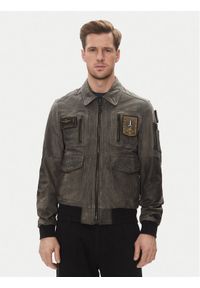Aeronautica Militare Kurtka skórzana 251PN5047PL00300 Szary Regular Fit. Kolor: szary. Materiał: skóra