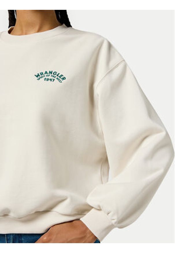 Wrangler Bluza 112356457 Écru Oversize. Materiał: bawełna