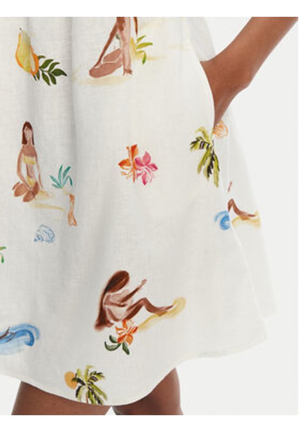 Seafolly Sukienka letnia Isla Palm 55395-DR Écru Regular Fit. Materiał: len, wiskoza. Sezon: lato