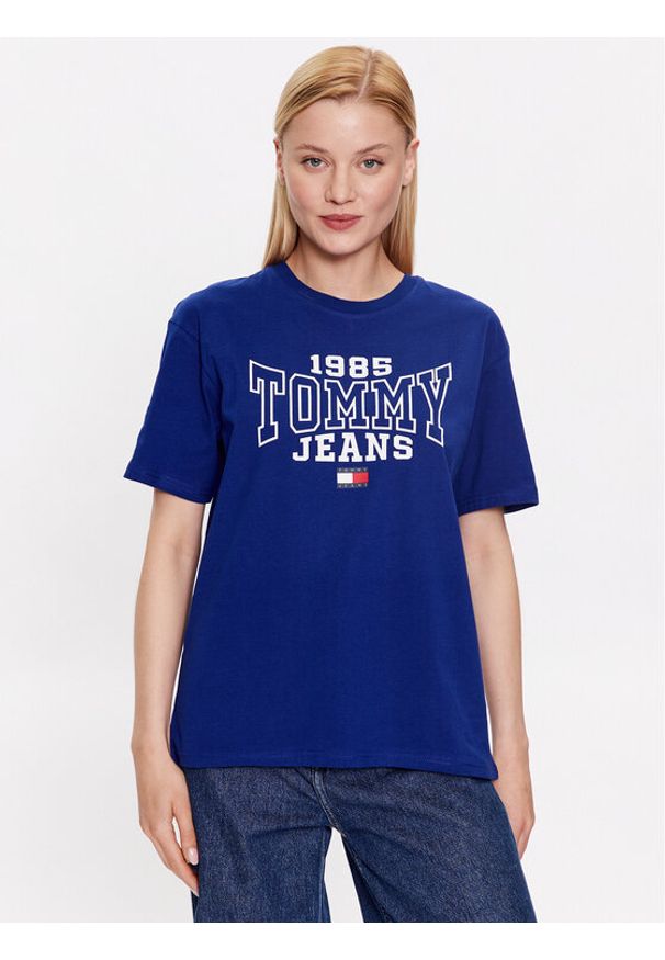 Tommy Jeans T-Shirt DW0DW16151 Granatowy Relaxed Fit. Kolor: niebieski. Materiał: bawełna