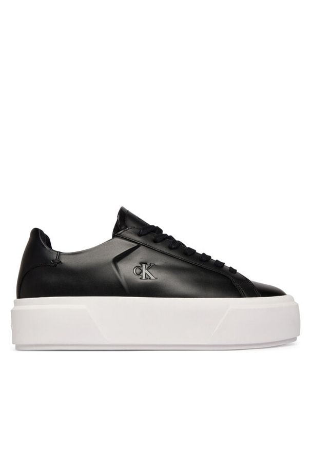 Calvin Klein Sneakersy Flatform Lace Up Lth YW0YW01928 Czarny. Kolor: czarny. Materiał: skóra