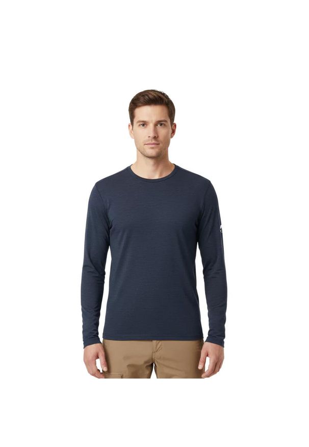 FJORK MERINO - Koszulka z długim rękawem męska 100% wełny merynosów - Finn 210. Kolor: niebieski. Materiał: wełna. Długość rękawa: długi rękaw. Długość: długie. Sezon: zima. Sport: narciarstwo