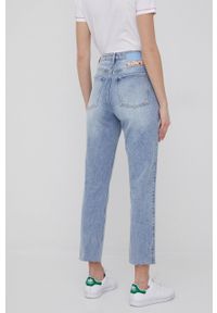 Desigual jeansy Riverside damskie high waist. Stan: podwyższony. Kolor: niebieski. Wzór: haft #3