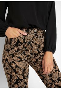 bonprix - Spodnie ze stretchem i nadrukiem. Kolor: czarny. Wzór: nadruk #2